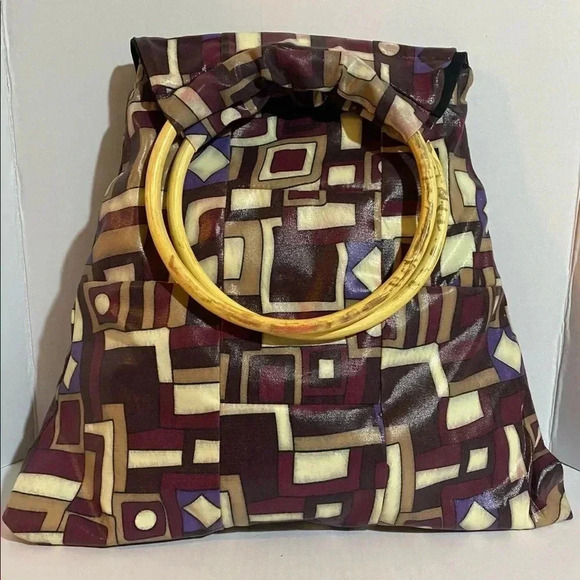 Comeco print nylon satchel handbag - Picture 1 of 12